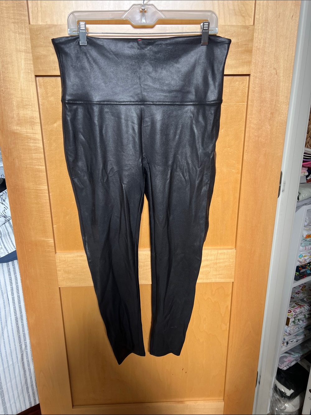 SPANX Black Faux Leather High-Waist Leggings